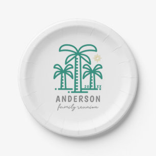Cute Personalised Beach Family Reunion Paper Plate