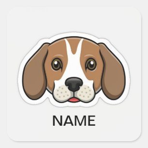 Cute personalised beagle dog  square sticker