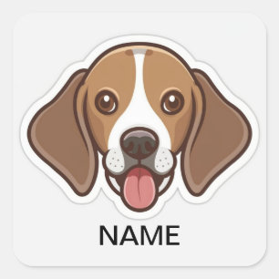 Cute personalised beagle dog  square sticker