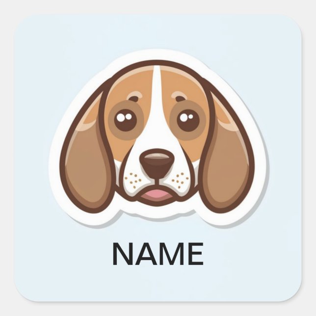 Cute personalised beagle dog square sticker (Front)