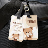 Cute Personalised Bear Luggage Tag