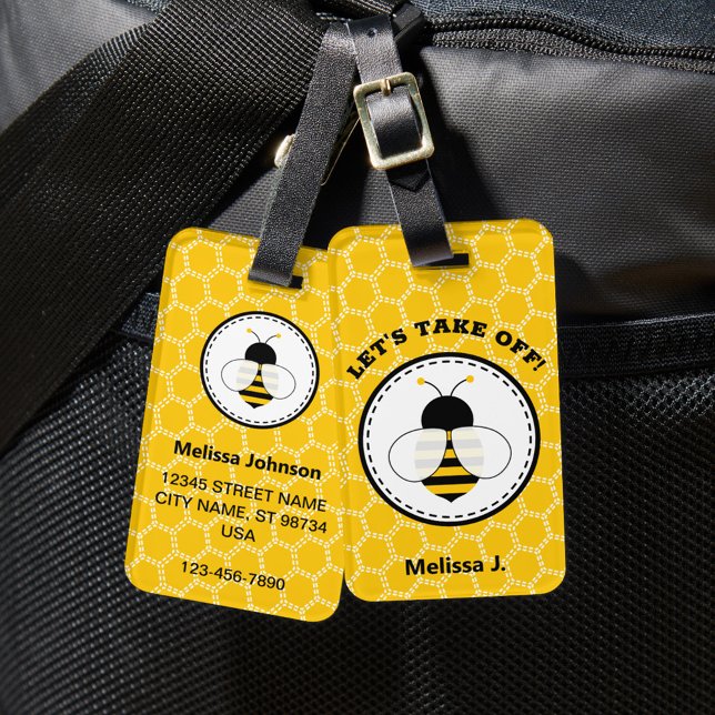 Cute Personalised Bee Luggage Tag (Creator Uploaded)