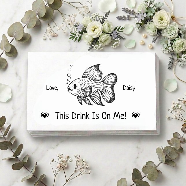 Cute Personalised Beta Fish Wedding Drink Ticket Enclosure Card (Creator Uploaded)