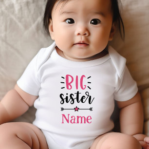 Cute Personalised Big Sister Baby Bodysuit