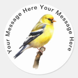 Cute Personalised Bird Stickers American Goldfinch