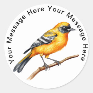 Cute Personalised Bird Stickers Baltimore Oriole
