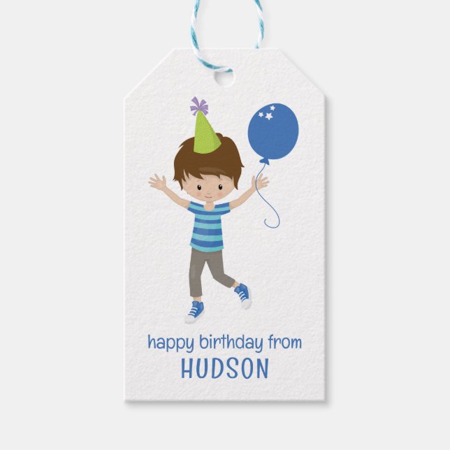 Cute Personalised Birthday Boy Gift Tags (Front)