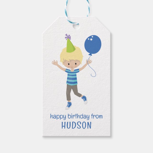Cute Personalised Birthday Boy Gift Tags (Front)