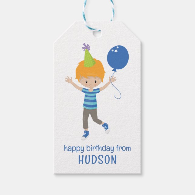 Cute Personalised Birthday Boy Gift Tags (Front)