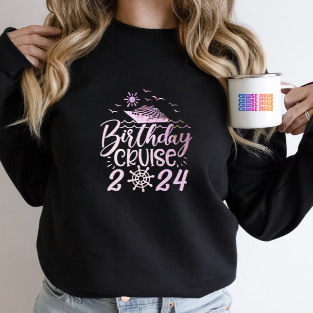 Cute Personalised Birthday Cruise Ship Family Pink T-Shirt (Creator Uploaded)