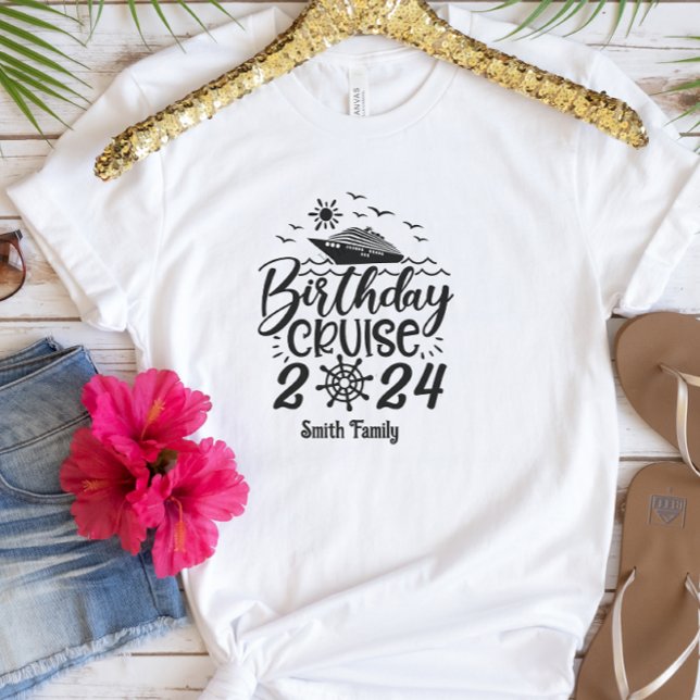 Cute Personalised Birthday Cruise Ship Family  T-Shirt (Creator Uploaded)