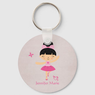 Cute personalised black hair ballerina keychain