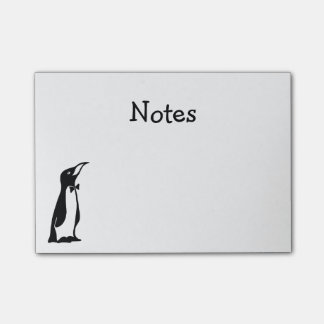 Cute Personalised Black White Penguin Post-it Notes