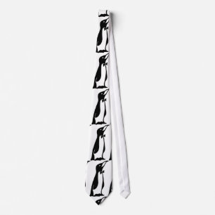 Cute Personalised Black White Penguin Tie