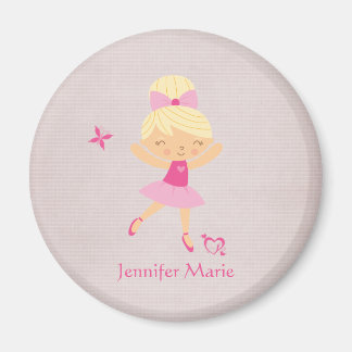 Cute personalised blonde hair ballerina magnet