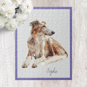 Cute Personalised Borzoi Dog Jigsaw Puzzle