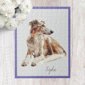 Cute Personalised Borzoi Dog Jigsaw Puzzle