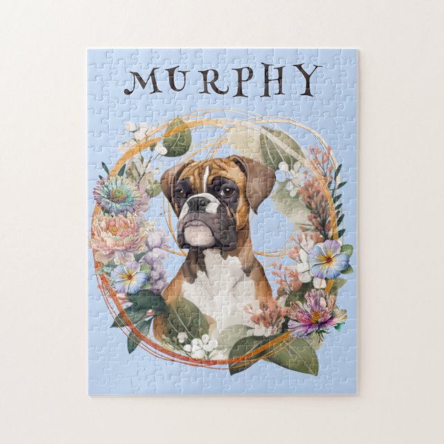 Cute Personalised Boxer Dog Jigsaw Puzzle (Vertical)
