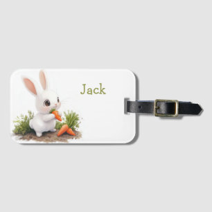 Cute Personalised Bunny with Carrot Luggage Tag
