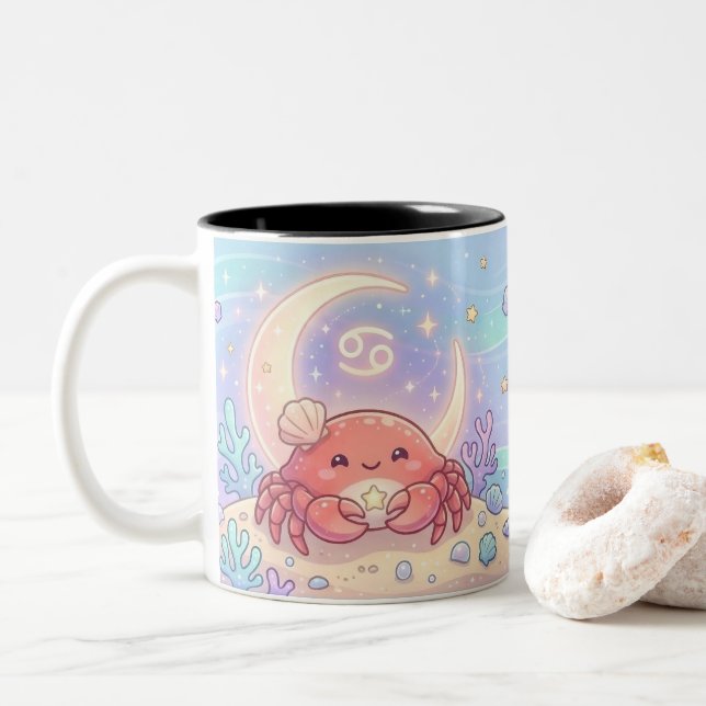 Cute Personalised Cancer Zodiac Mug (With Donut)