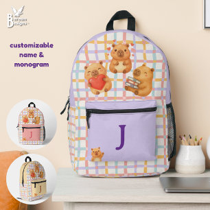 Cute Personalised Capybara Printed Backpack