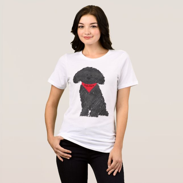 Cute Personalised Cartoon Labradoodle Puppy Tri-Blend Shirt (Front Full)