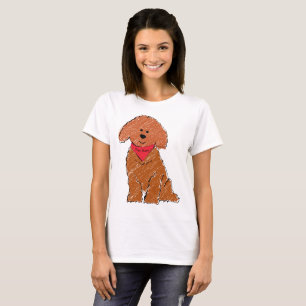 Cute Personalised Cartoon Red Doodle Dog T-Shirt