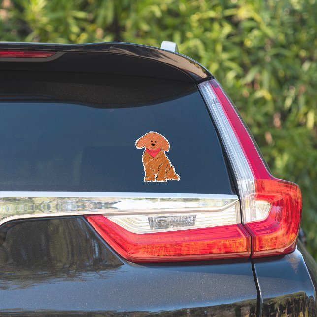 Cute Personalised Cartoon Red Doodle Puppy (Car Side)