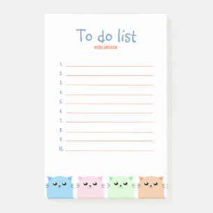 Cute Personalised Cat Lovers To Do List Post-it Notes