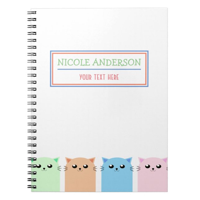 Cute Personalised Cat Notebook (Front)