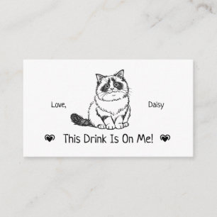Cute Personalised Cat Wedding Drink Ticket Enclosure Card