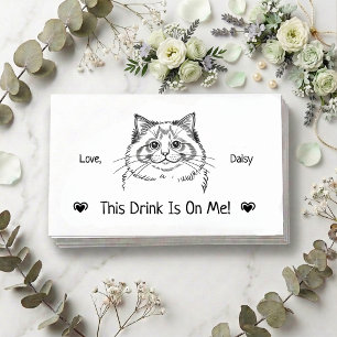 Cute Personalised Cat Wedding Drink Ticket Enclosure Card