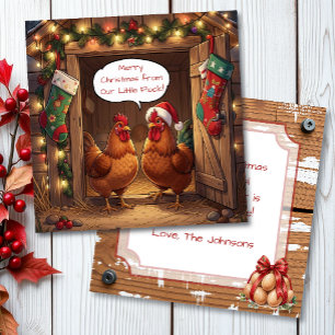 Cute Personalised Chicken Pun Christmas Card