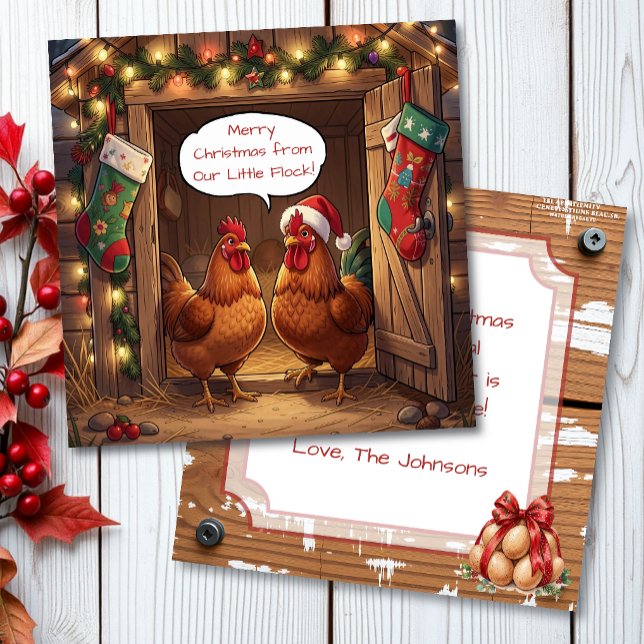 Cute Personalised Chicken Pun Christmas Card (Creator Uploaded)