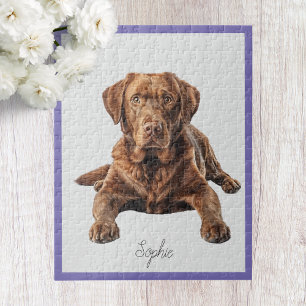 Cute Personalised Chocolate Labrador Retriever Jigsaw Puzzle