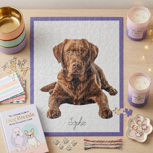 Cute Personalised Chocolate Labrador Retriever Jigsaw Puzzle