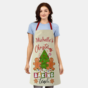 Cute Personalised Christmas Baking Team Apron