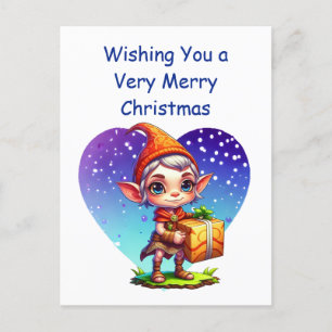 Cute Personalised Christmas Elf Postcard