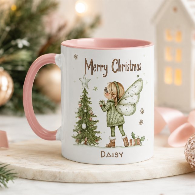 Cute Personalised Christmas Fairy and Tree  Mug (Creator Uploaded)