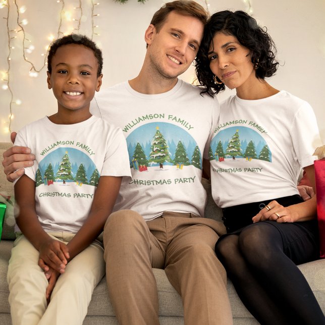 Cute Personalised Christmas Trees Family Reunion T-Shirt (Creator Uploaded)