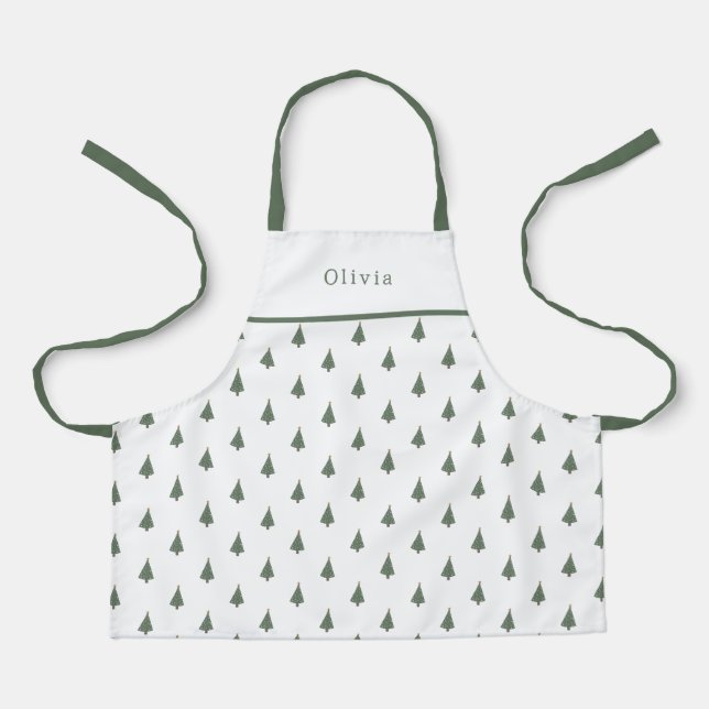 Cute Personalised Christmas Trees Pattern Apron (Front)