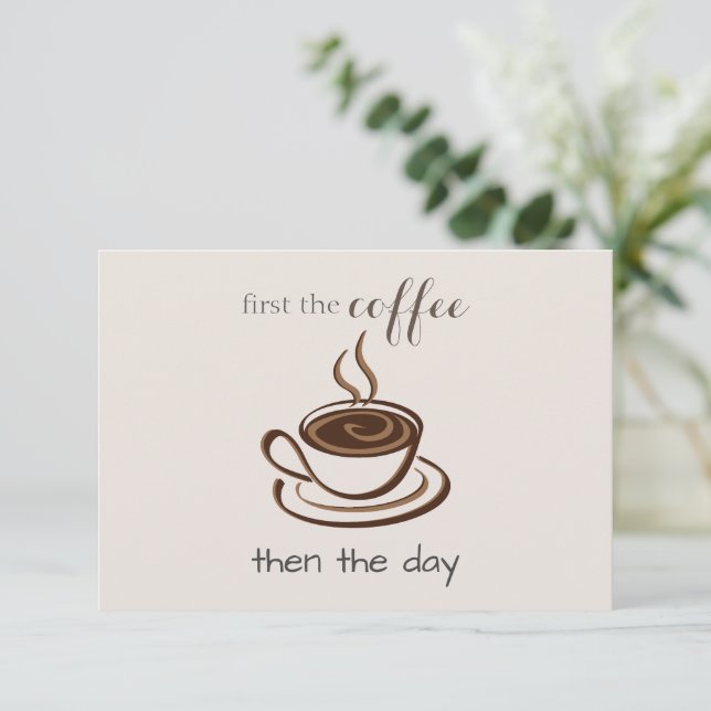 Cute Personalised Coffee Lover Minimalist Card (Standing Front)