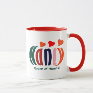 Cute Personalised Colourful "Nancy" Queen of Heart Mug