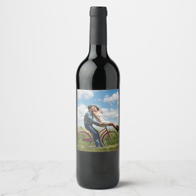 Cute Personalised Couple Photo Wine Label (Front)
