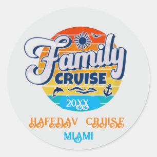 Cute Personalised Cruise Ship Family Trip Sunset T Classic Round Sticker