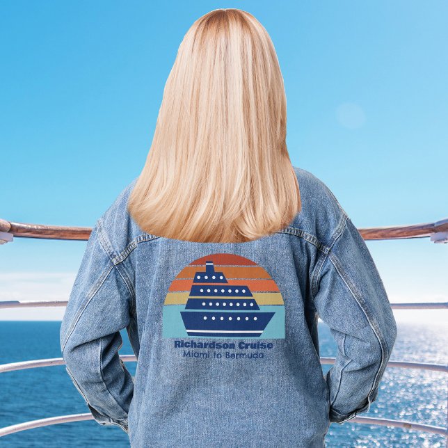 Cute Personalised Cruise Ship Sunset Girls Trip Denim Jacket (Creator Uploaded)