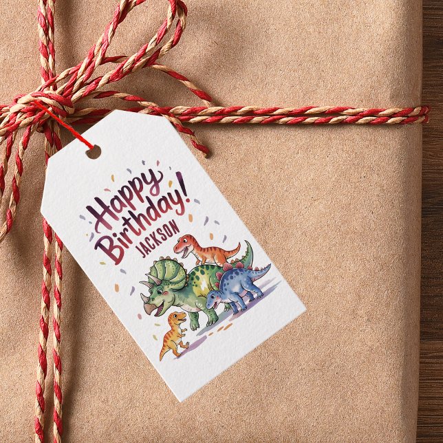 Cute Personalised Dinosaur Birthday  Gift Tags (Creator Uploaded)
