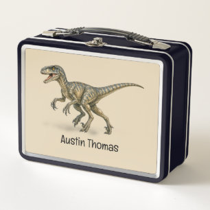 Cute Personalised Dinosaur Kids Name Lunch Box 