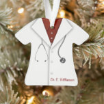 Cute Personalised Doctor Ornament<br><div class="desc">Fun medical professional gift idea.  Standard white lab coat,  stethoscope and his name personalised.</div>
