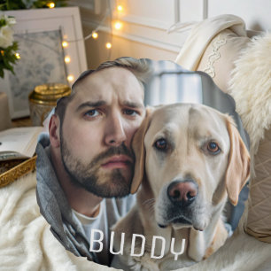Cute Personalised Dog Lover Pet Photo Keepsake Round Cushion